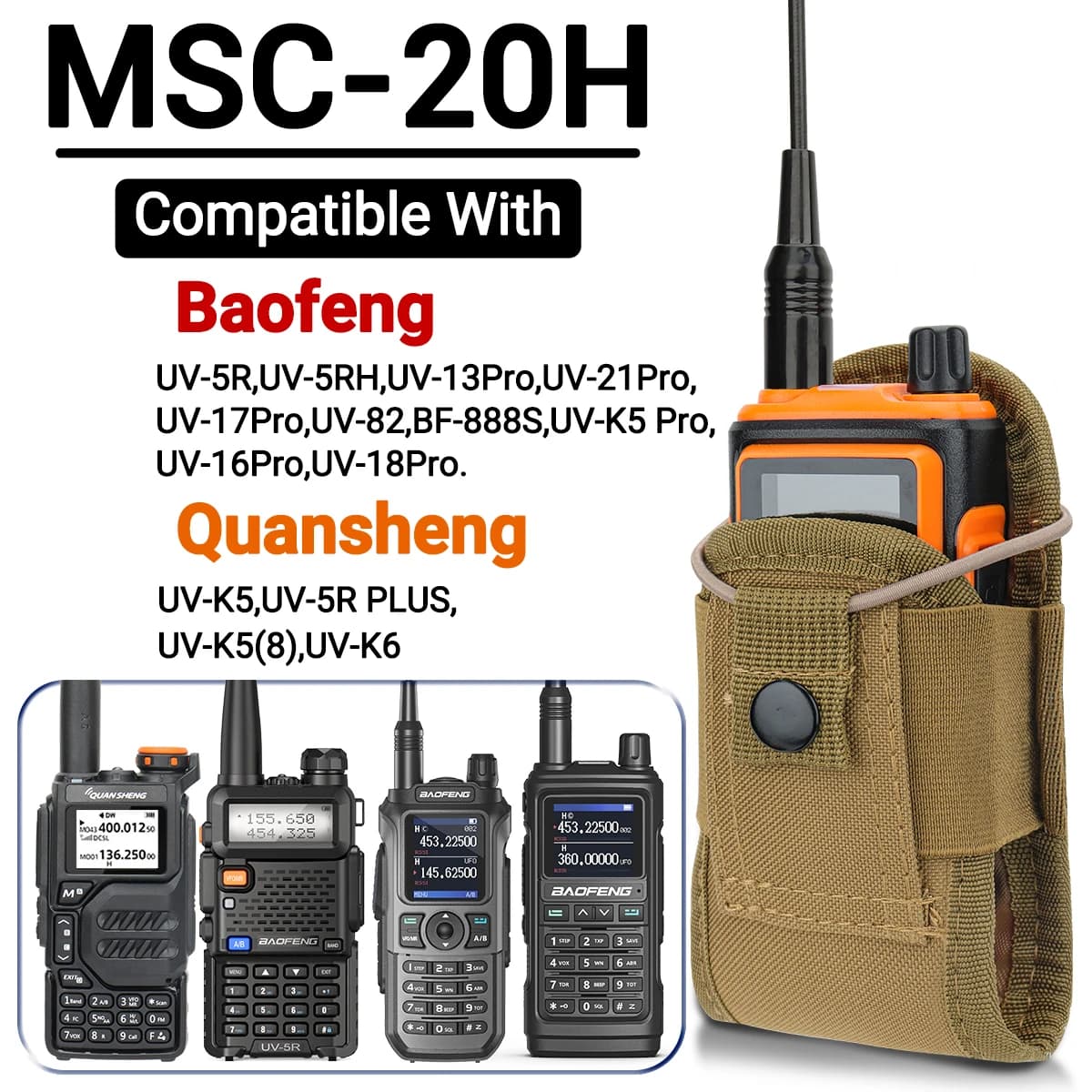 Custodia tattica per walkie-talkie Oxford Molle Radio Pouch Holder Pocket Borsa portatile per sport da caccia all'aperto Custodia per interfono
