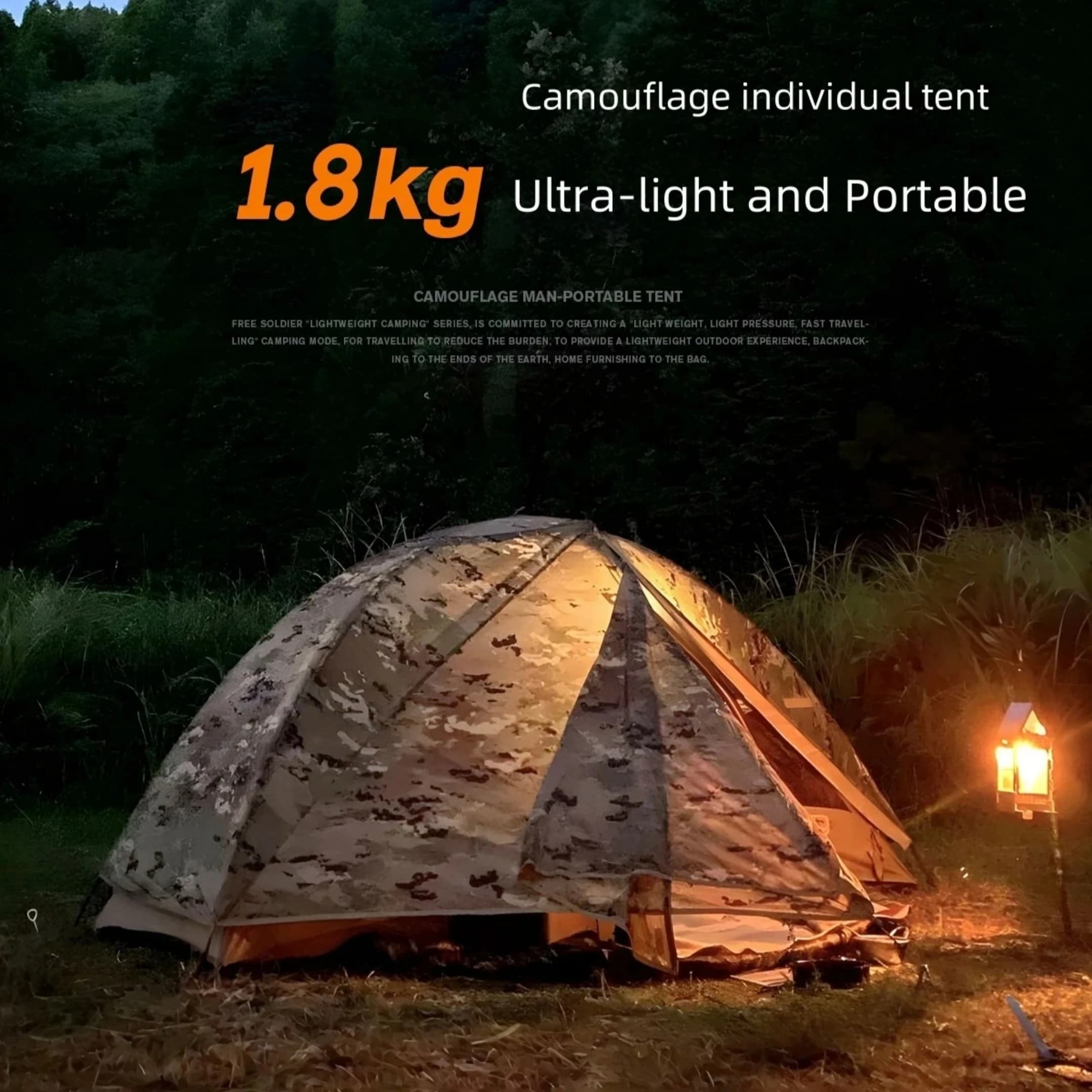 Ultra Lightweight 1.8KG Military Tent Waterproof Windproof Quick Setup Portable UV Protection Backpack Camping Hiking Beach