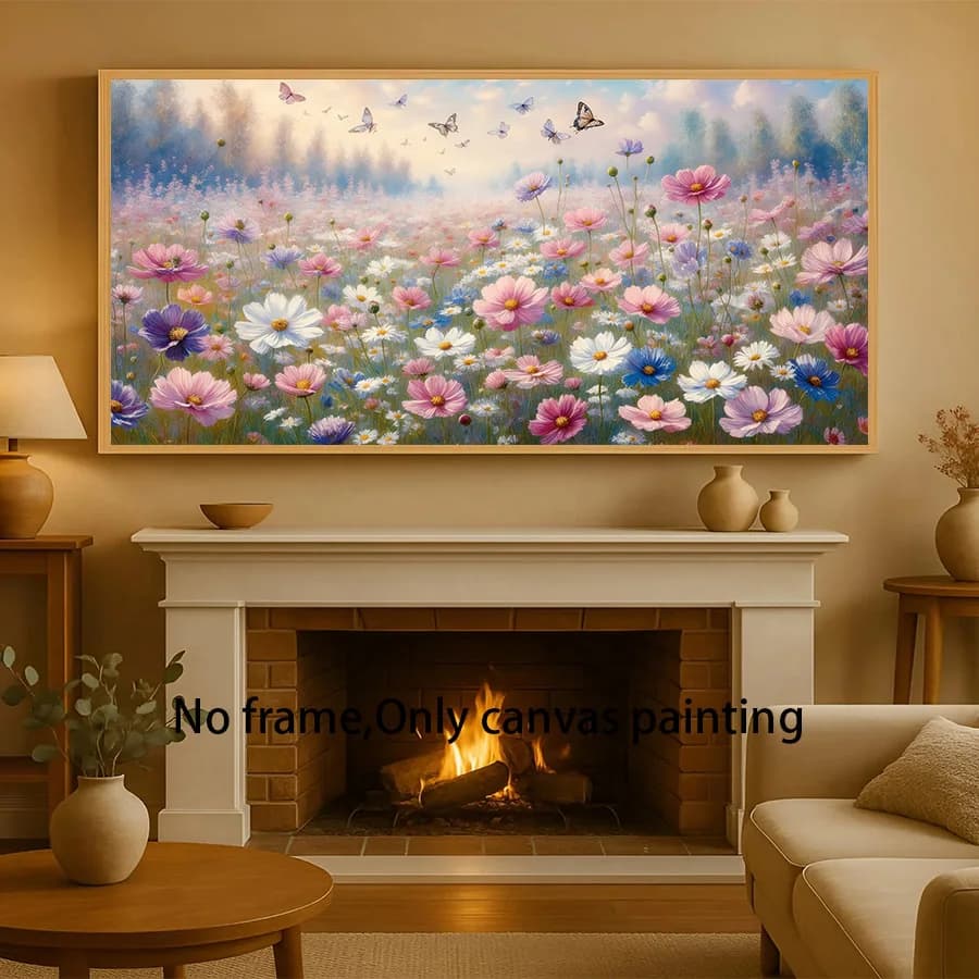 Posters and prints of landscapes of pink butterfly flowers, images of art of the Nordic wall, painting on canvas for home decoration of the living room without frame