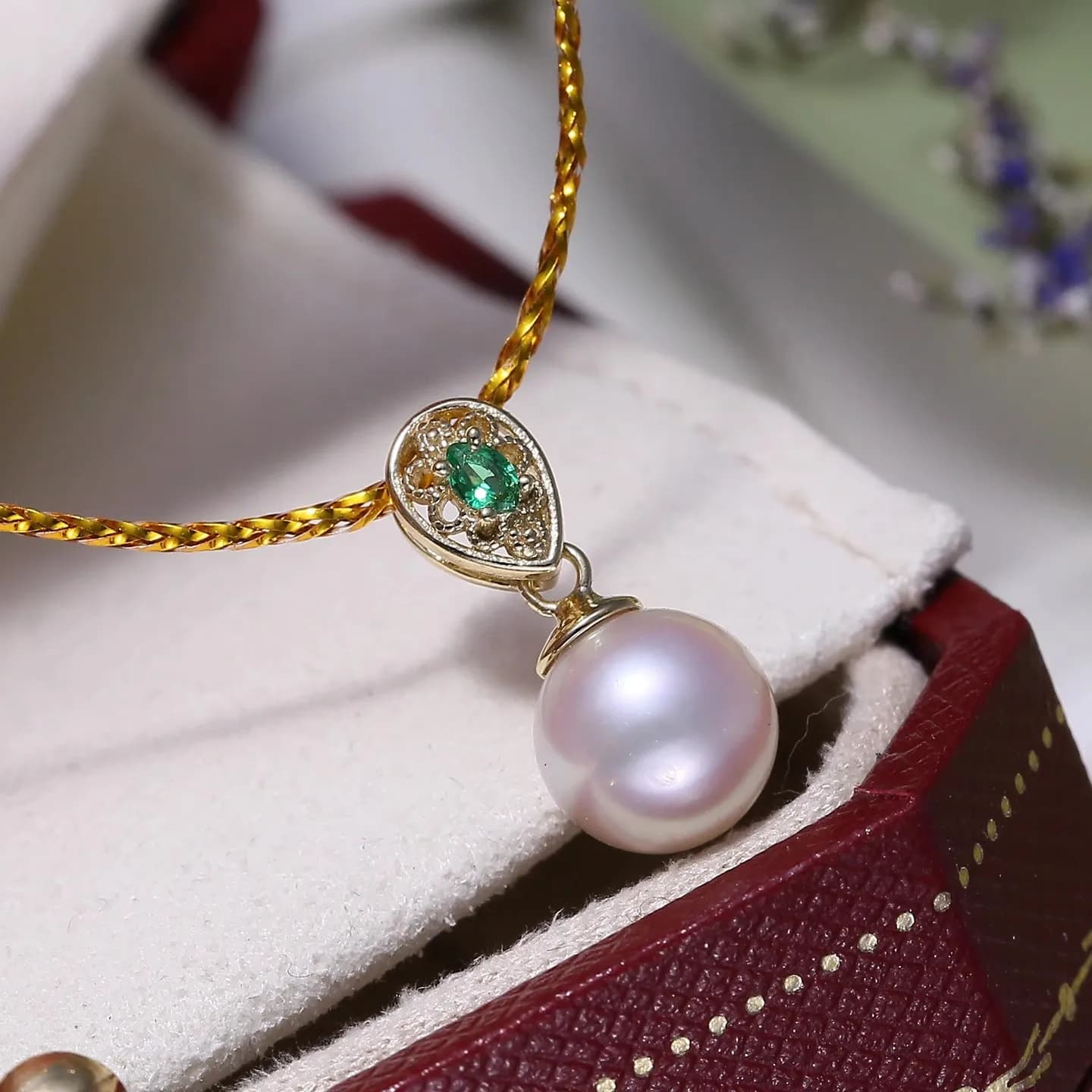 MeiBaPJ Fashionable Pendant Necklace with 8mm Natural Nearround Beads, 925 Sterling Silver Wedding Jewelry for Women