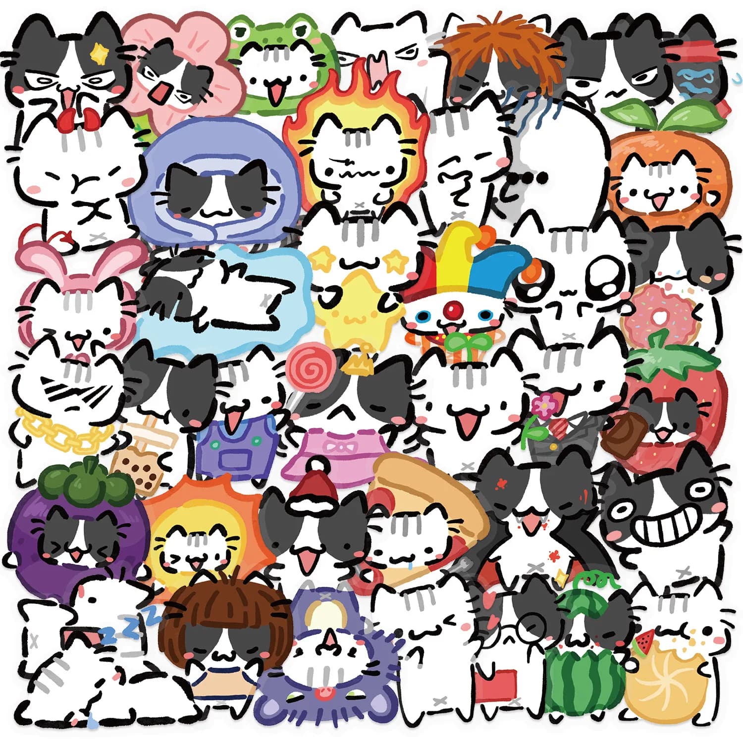 54 pezzi adesivi gatto colorato kawaii decalcomanie gatto trasparente per telefono laptop valigia notebook skateboard adesivi impermeabili
