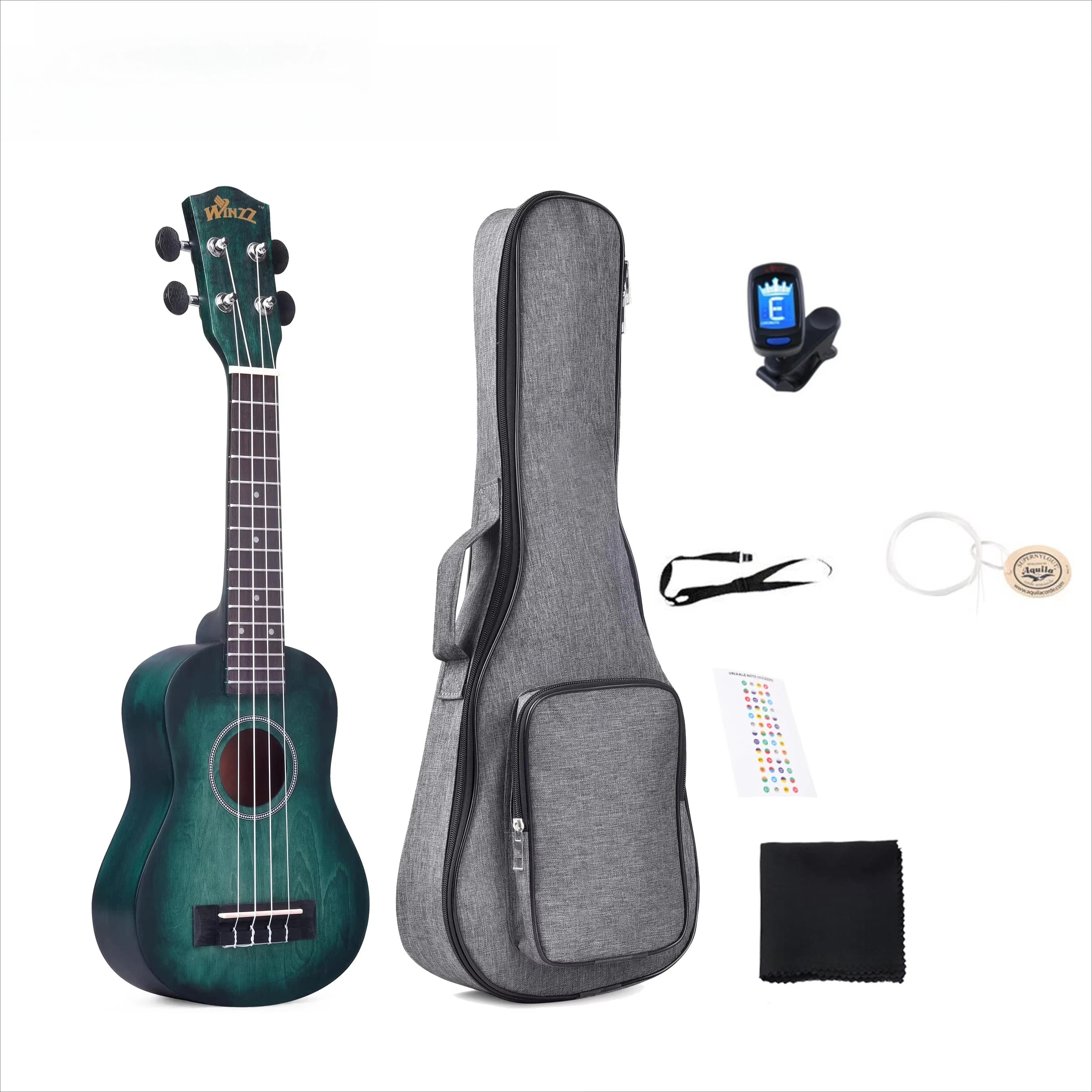Set di ukulele soprano per studenti da 21 pollici in compensato color tiglio