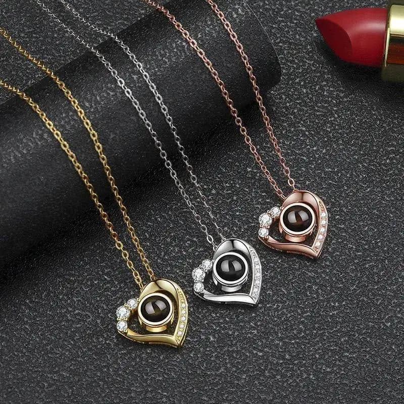 100 Lingue ​ ​ Collana con zirconi con proiezione I Love You per donne, fidanzate, madri, regali romantici per San Valentino e Natale 2024