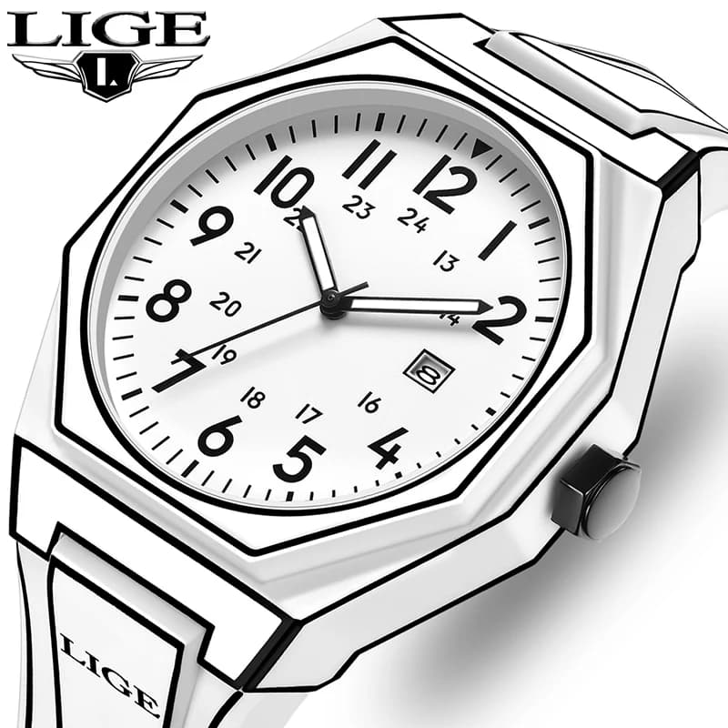 LIGE 2025 Nuovo orologio digitale arabo di lusso per uomo Sport all'aria aperta Orologio al quarzo da uomo impermeabile Cronografo con data in silicone di moda