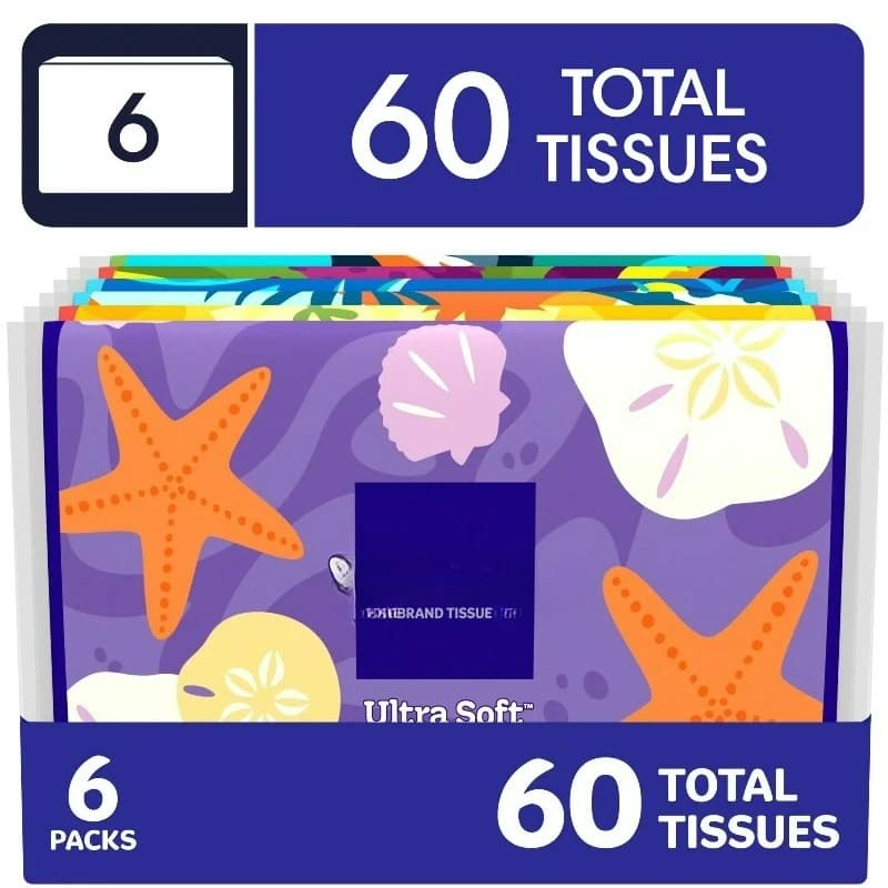 Slim Wallet Facial Tissues, 6 Slim Wallet Packs, 10 Tissues per Pack, 3-Ply