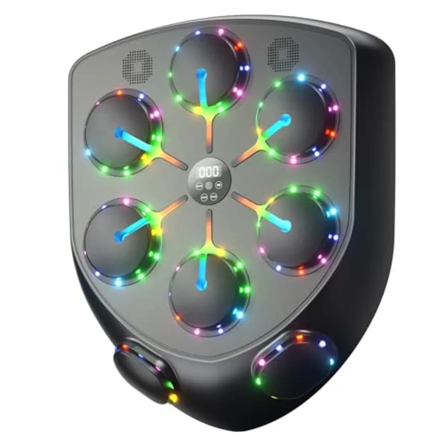 Boxing Music Machine with Seven Color LED Lights, Dual Bluetooth Speaker, Interactive Boxing Bag for Rhythmic and Fitness Training