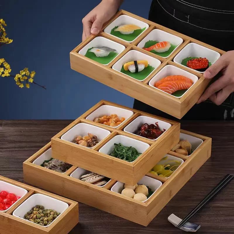 Bamboo Tray Fruit Snacks Dessert Sushi Plate Hot Pot Container Table Tea Room Snack Lunch Plate