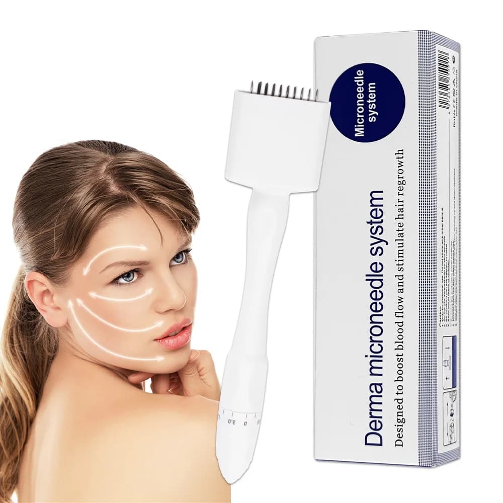 Ago in titanio regolabile Derma Timbro Massaggiatore per cuoio capelluto Sistema di infusione 140/100 Pin Micro aghi Strumento per il ringiovanimento della pelle Dropship