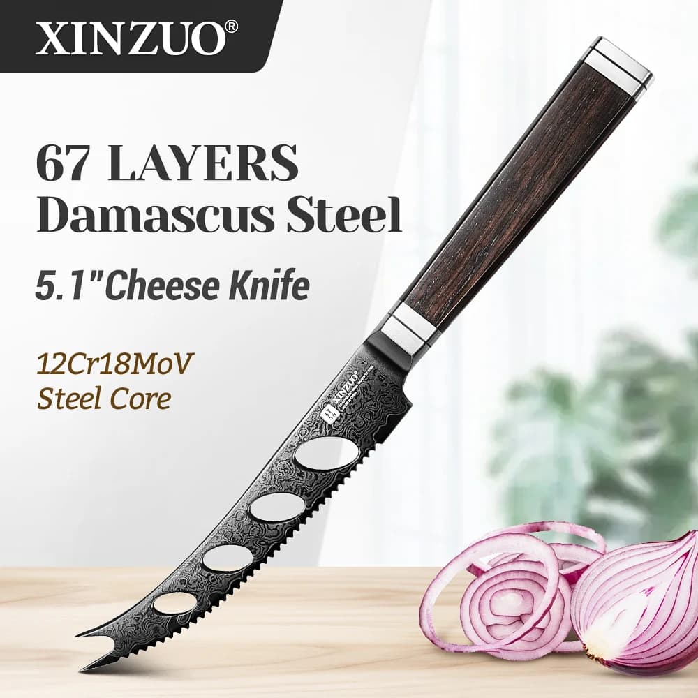 XINZUO New 5.1 Inches Cheese Knife 67 Layers Damascus Steel Classic Japanese Handle Aesthetic & Functional Kitchen Utensils