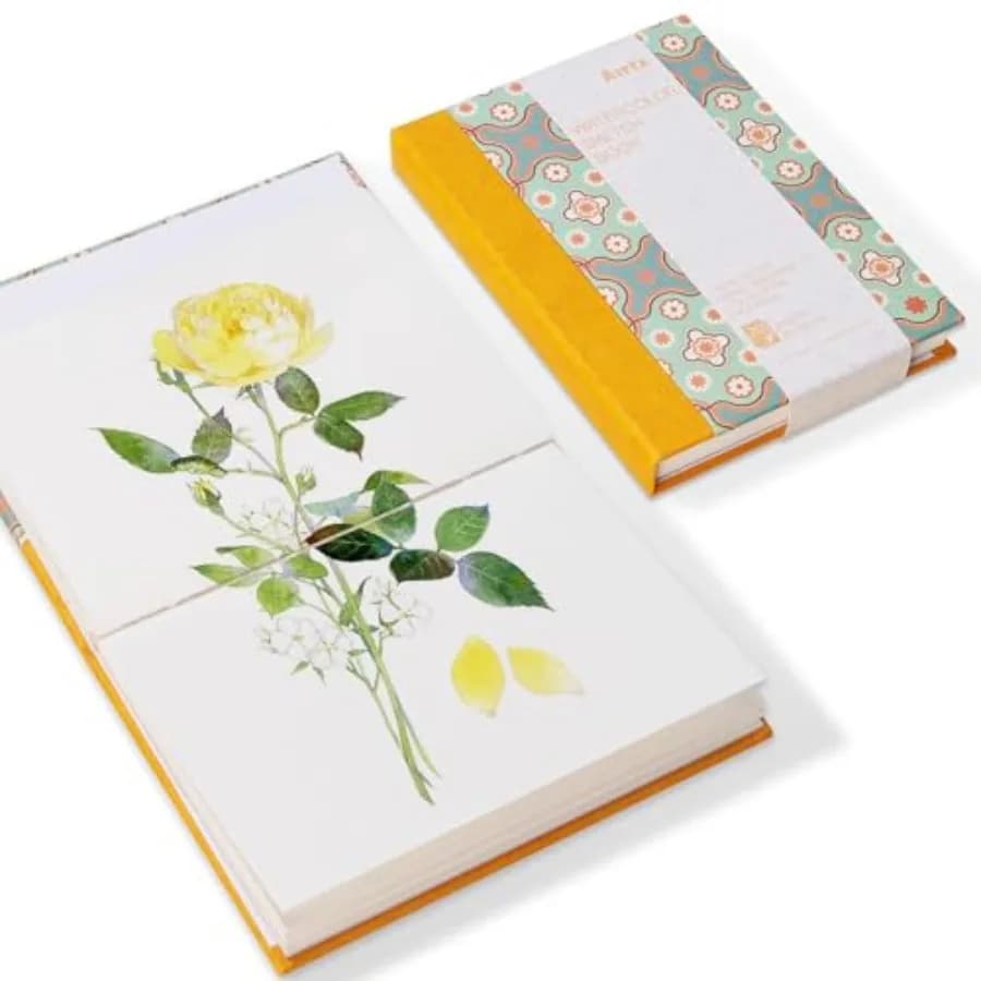 Watercolor Journal, 5.35x3.86, 140 LB, 300 GSM, 100% Cotton Paper, Hot Press, 20 Sheets, Hardcover Watercolor Sketchbook for Us