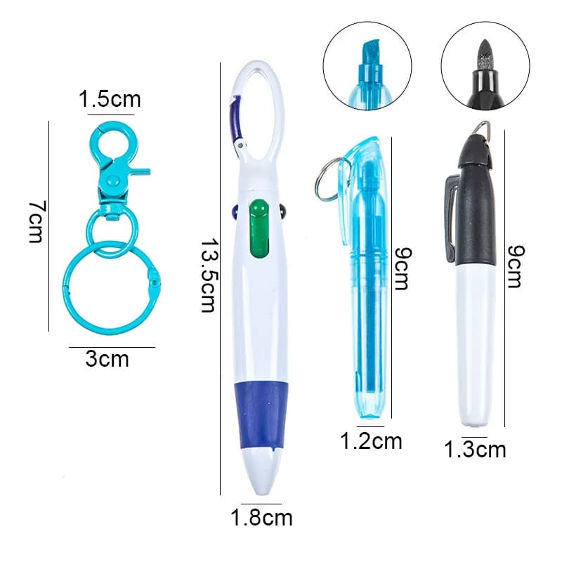 Mini evidenziatore retrattile a 4 colori con penna a sfera permanente con clip portachiavi per studenti di insegnanti di scuola infermieristica ospedaliera