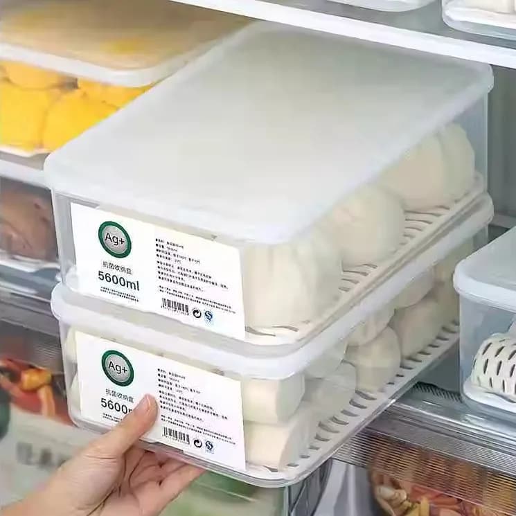 Large Capacity Food Grade Plastic Preservation Box Steamed Buns Dumplings Breakfast Special Storage Box for Freezer And Refri...