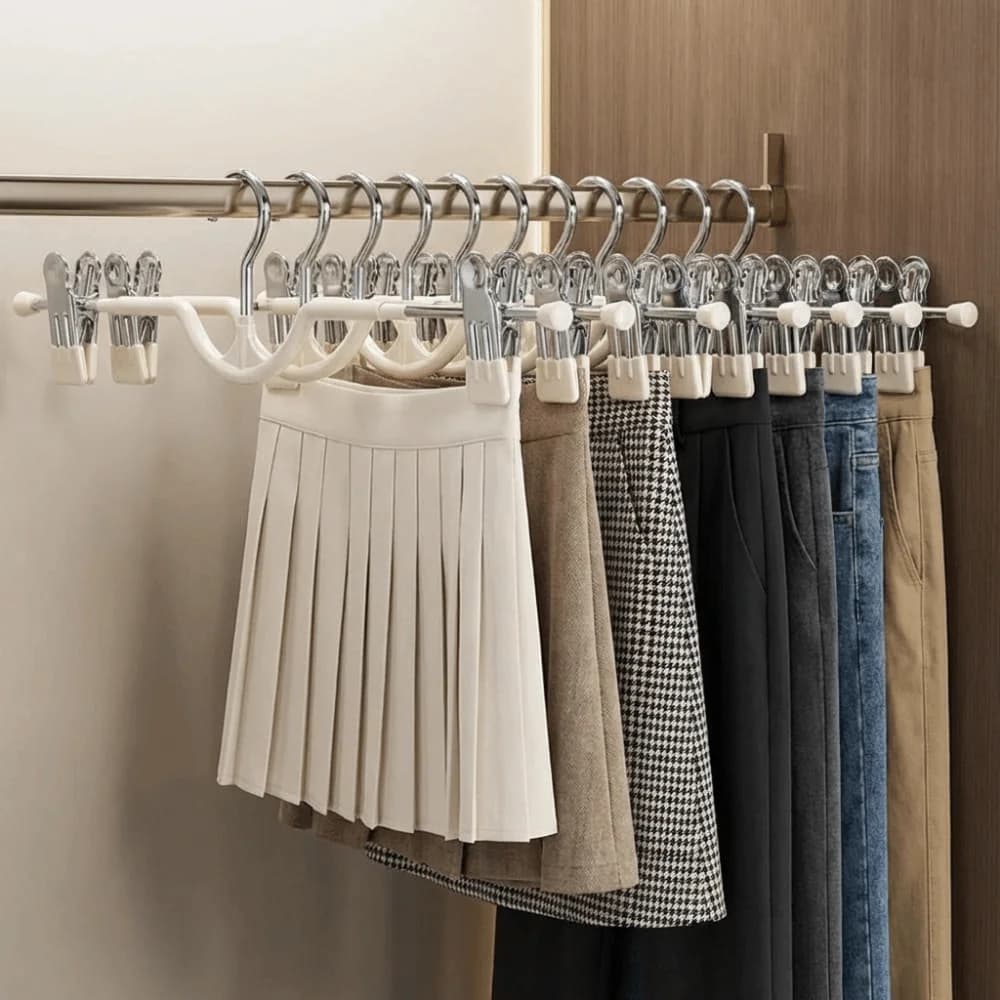 10 Pezzi Ganci Appendiabiti in Acciaio Inossidabile a Collo Corto, Antiscivolo, Senza Tracce, Antivento, Rivestiti in PVC, per Asciugare Vestiti e Pantaloni