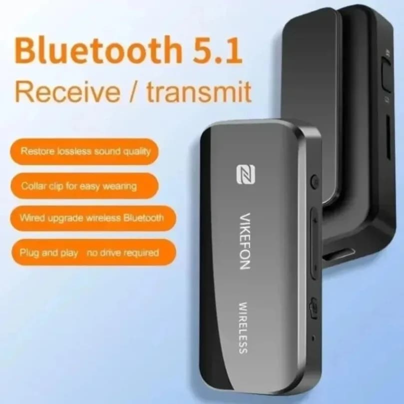 Bluetooth 5.1 2-in-1 AUX Audio Transmitter Receiver TF Card Reader NFC Pairing Wireless Stereo Adapter For Car TV Home Audio