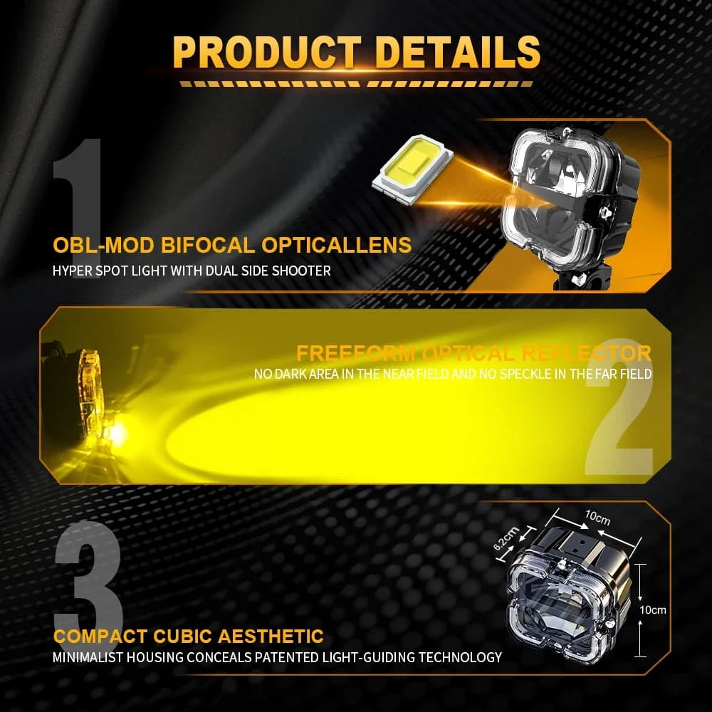 Universal Motorcycles Fog Light Led Auxiliary Mini Driving Lamp 90W 6000K Dual Color White Yellow Flash Spotlight!!