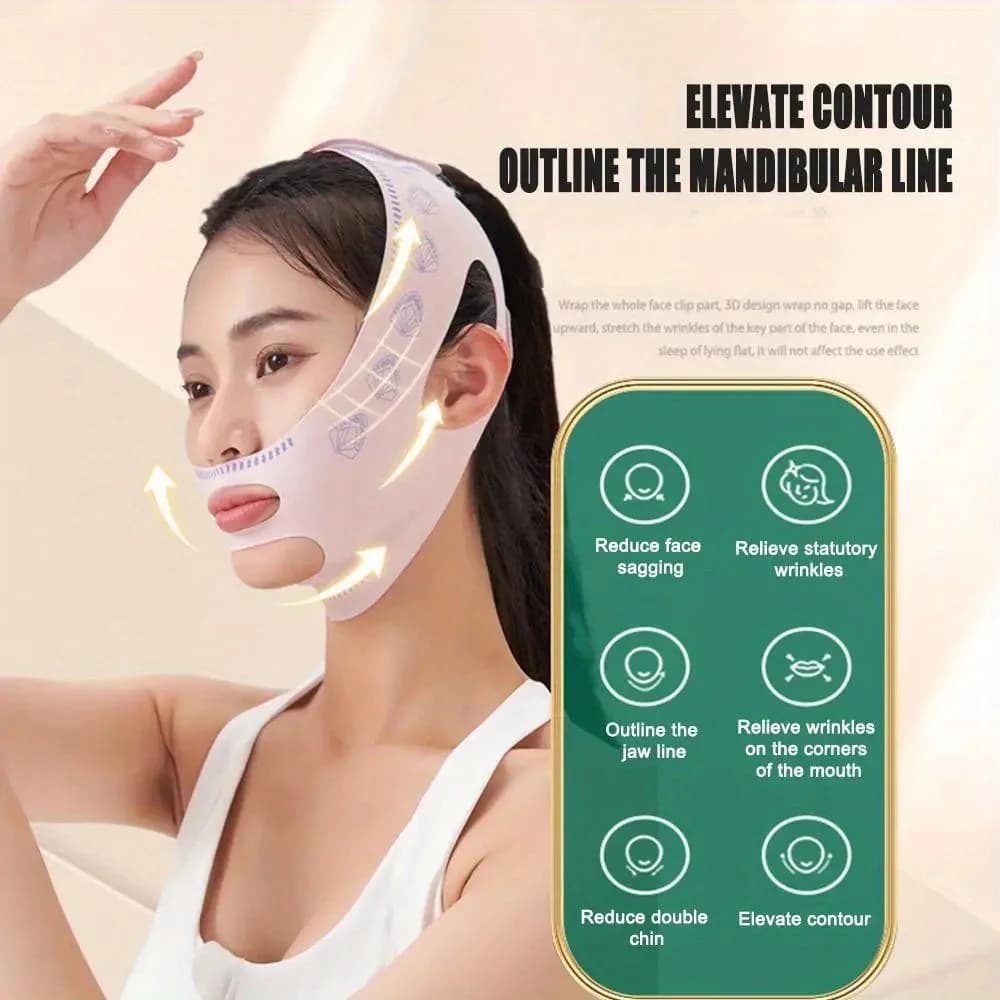 Reusable Adjustable Elastic Facial Wrap Breathable Face Care Band Household Beauty Accessory For Night Sleep Use