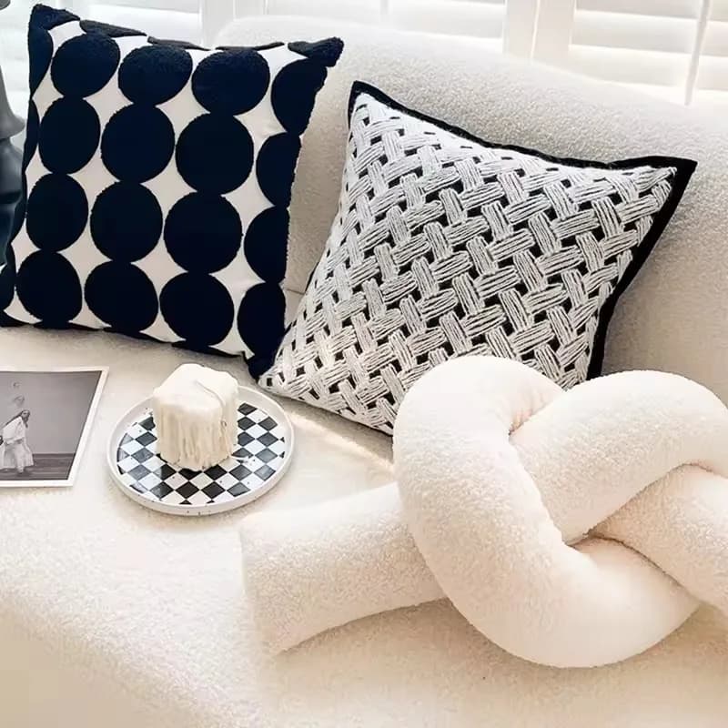Nordic Style Knotted Bolster Pillow for Sofa Bedroom Office Decor Pillow Gift for Christmas Home Living Room Decorate