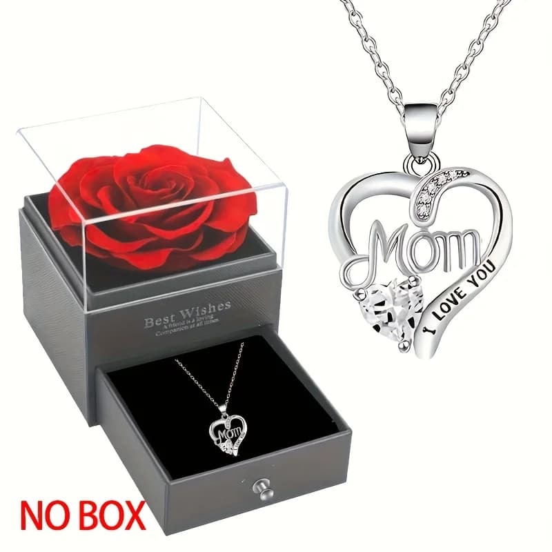 Elegant Style Heart Shaped Pendant Necklace, Cable Design, Mother's Day Gift, Suitable for Best Friends Without Box