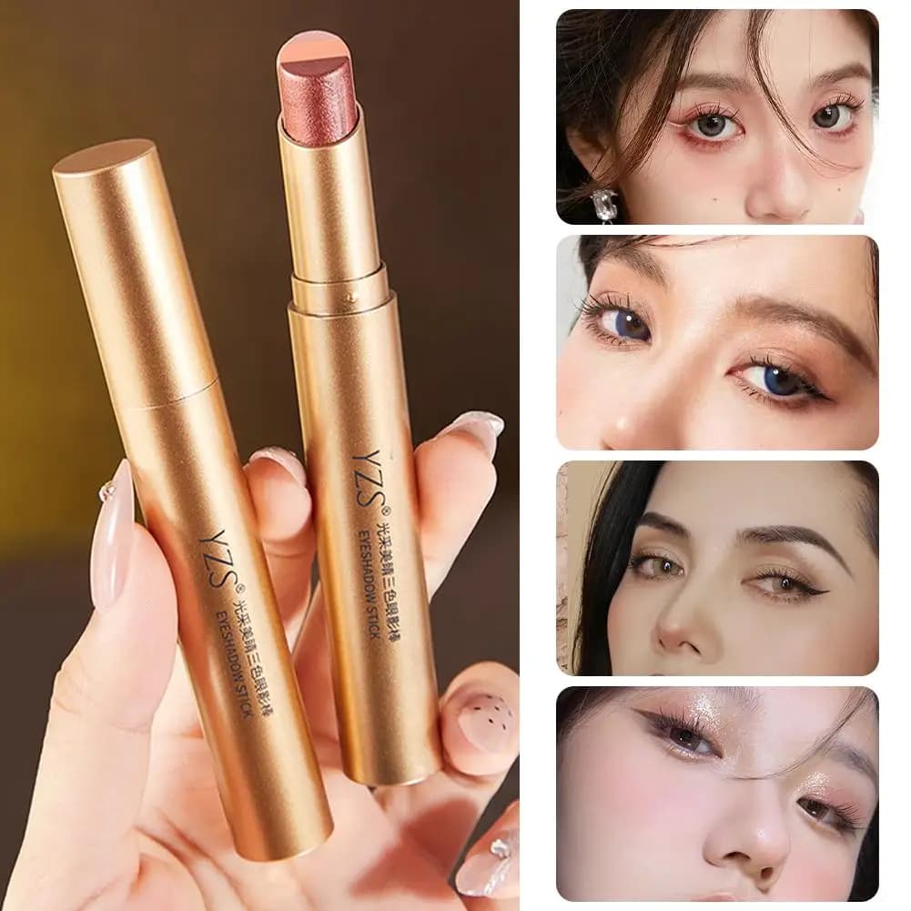 Ombretto glitterato Stick Ombretto snellente a tre colori Trucco Ombretto pastello Ombretto Matita Eye Shimmer Stick per le donne