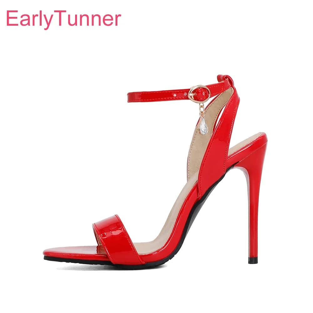 Brand New Summer Glamour Nero Rosso Sandali da donna Moda Tacchi alti a spillo Scarpe eleganti da donna Plus Big Small Size 32 43 46 48