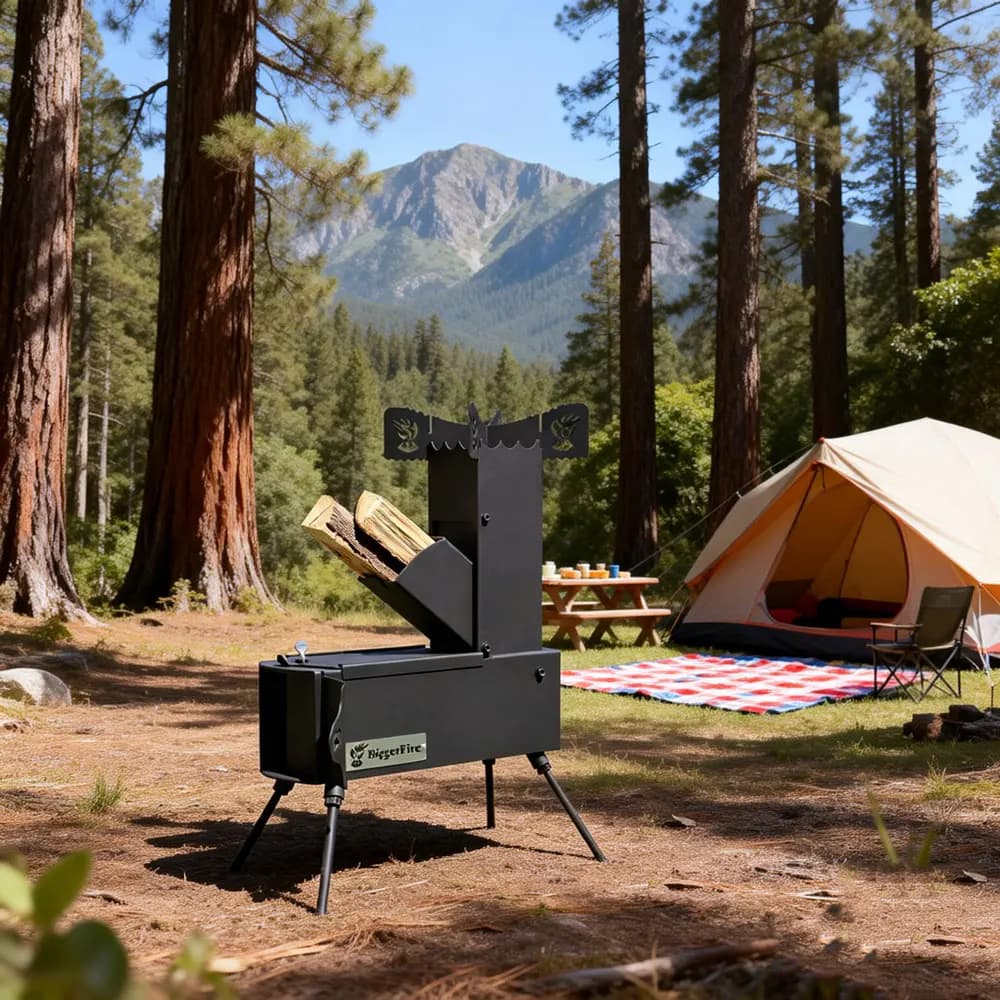 Stufa Rocket Pieghevole con Borsa da Trasporto GRATUITA - Fornello Portatile a Legna per Cucina all'Aperto, Campeggio, Picnic