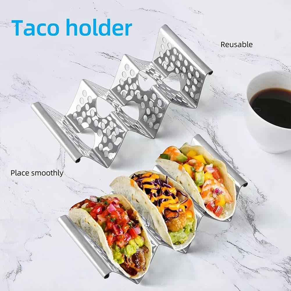 Porta stecche messicano Porta stecche Porta stecche in acciaio inossidabile Porta vassoio a forma di onda Porta torta per taco Espositore Gadget da cucina