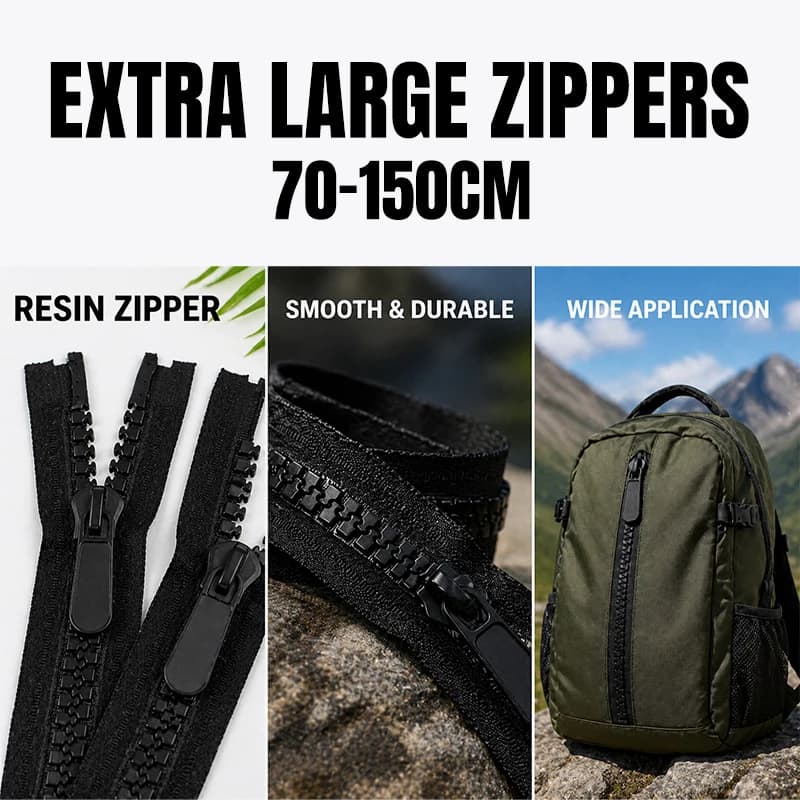 70-150cm 20# Extra Large Resin Zippers Single/Double Slider Open End Zip for Down Jacket Tent Long Zipper DIY Sewing Accessories