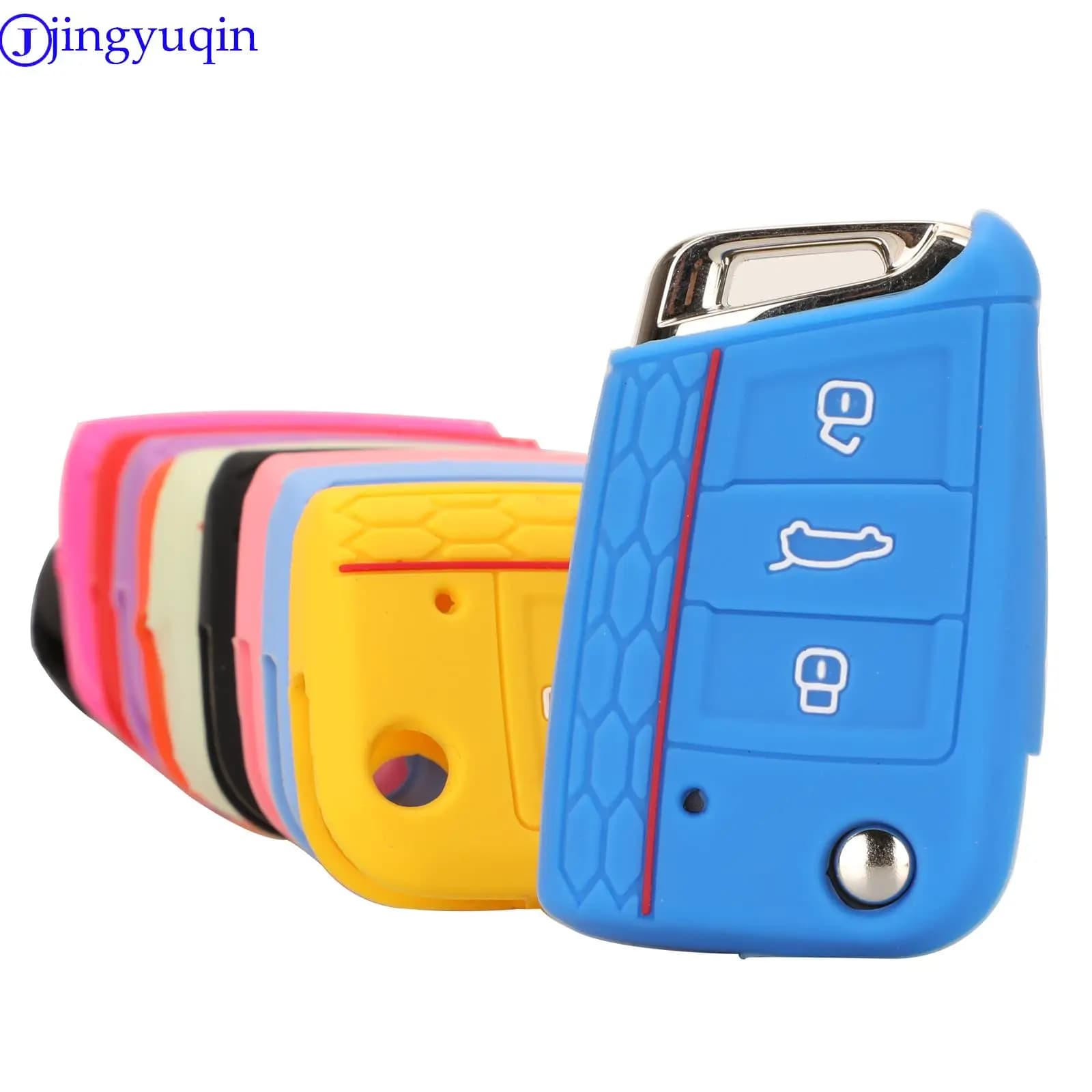 Jingyuqin 3 Silicone Fob Key Button Cover Case for VW Polo 2016 Golf 7 MK7 For Skoda Octavia Combi A7 For SEAT Leon Ibiza CUPTRA