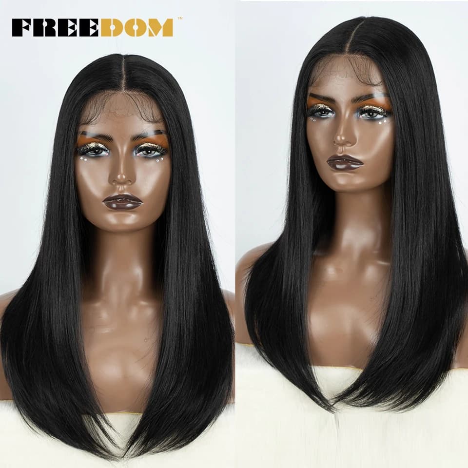 Parrucche anteriori in pizzo sintetico per capelli FREEDOM per donne nere Parrucche Bob diritte da 22 pollici Parrucca cosplay parrucca bionda marrone Ombre facile da indossare