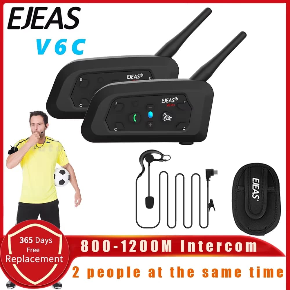 EJEAS V6C RPO Professional football referee Interphone for bicycle Full duplex headset Wireless 1200M BT Judge Ear Interphone
