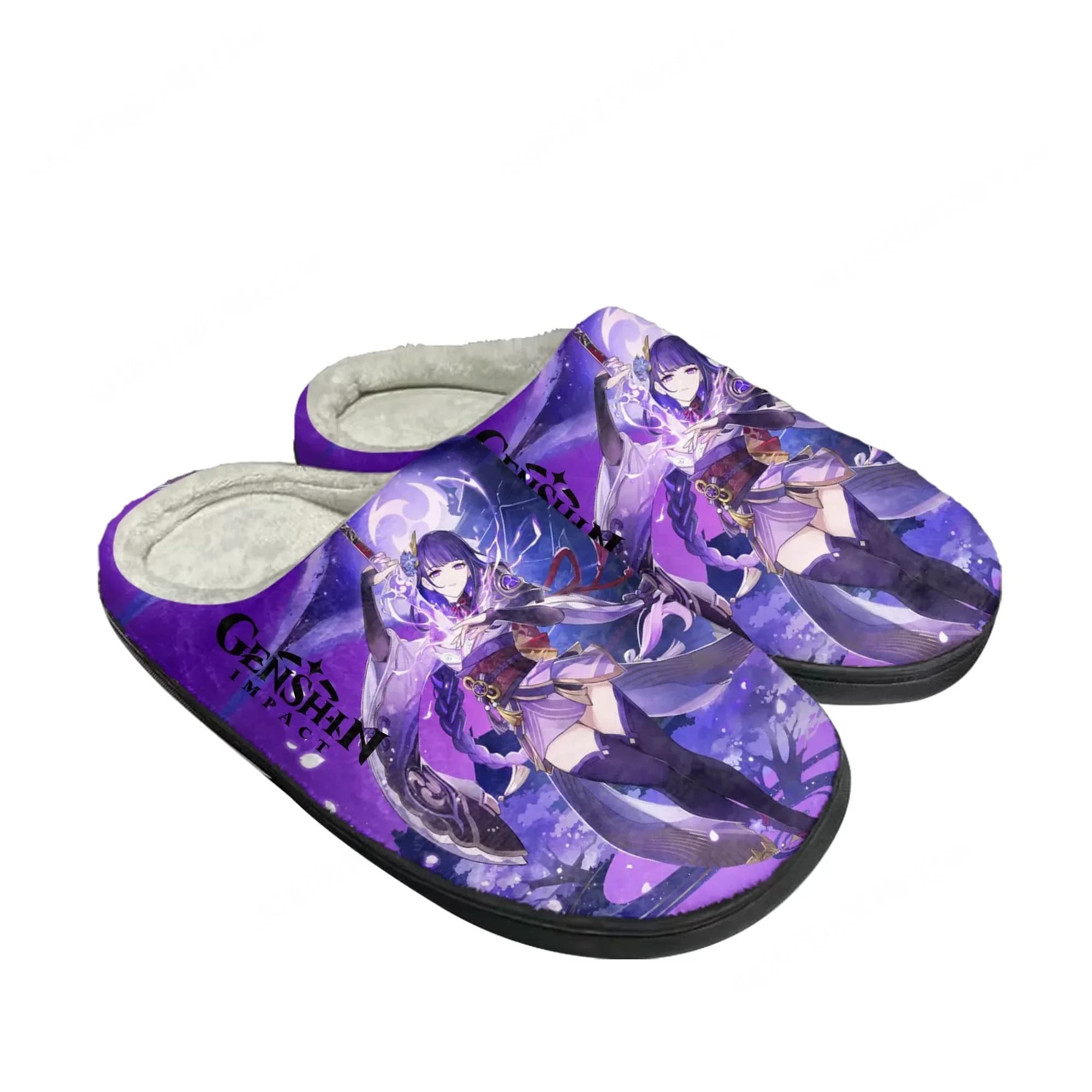 Pantofole in Cotone Anime Cartoon Game Genshin Impact per Uomo e Donna, Ciabatte Casual da Camera da Letto in Peluche, Scarpe Calde Personalizzate