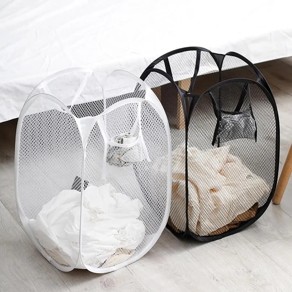 Cesto Portabiancheria Pieghevole in Rete, Contenitore per Vestiti Sporchi, Organizzatore Domestico per Camera da Letto e Bagno