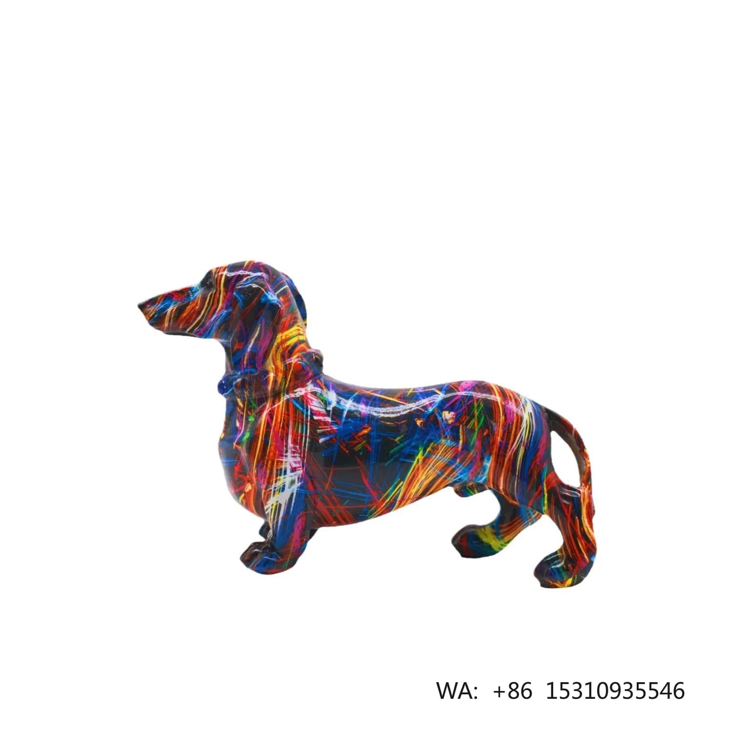 Resin Graffiti Dog Statue Modern Home Decoration Animal Sculpture Action Figure Dachshund Dog Figurine