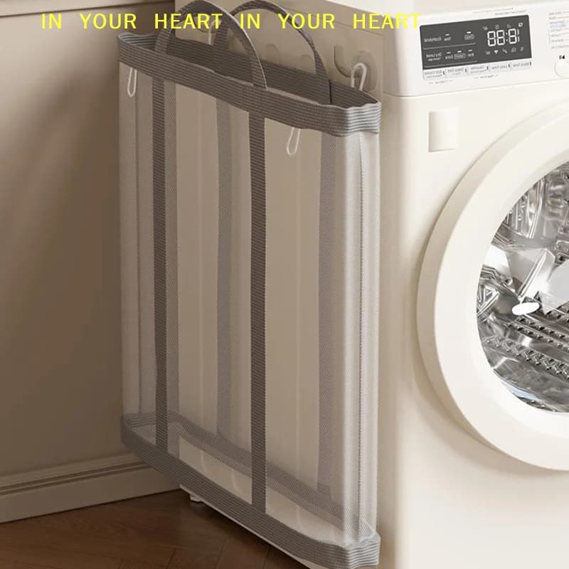 Portable Dirty Clothes Organizer Bags Large Capacity Toys Storage Bag Nylon Mesh Laundry Basket With Handle Breathable Folding