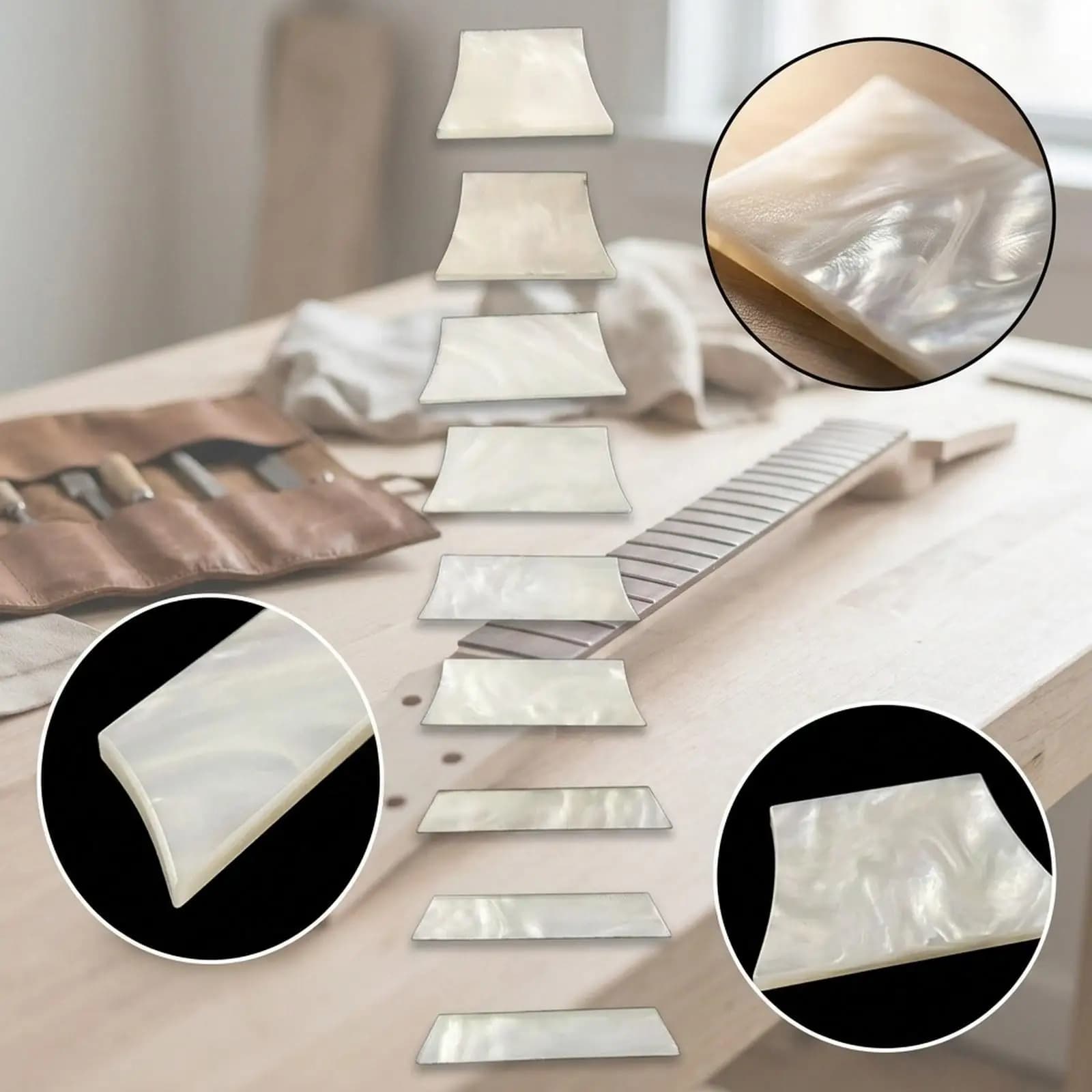 Fret Markers for Bass Decorative White Pearl Beginner Acrylic Trapezoid Decals Inlay Stickers for Guitar Banjo Ukulele Mandolin