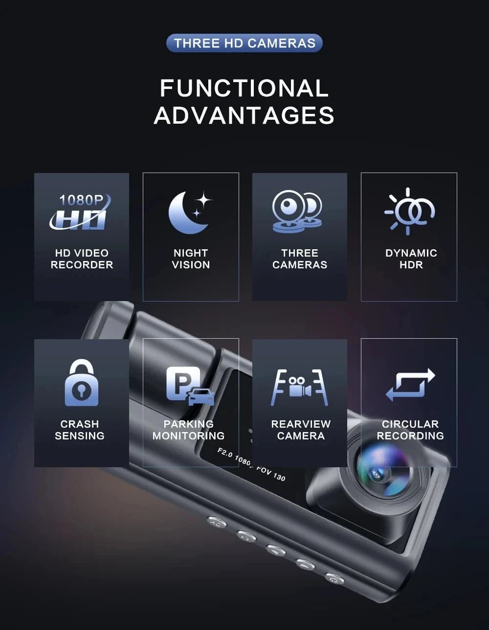1080p Fhd Car camera Dvr Wifi Dash Cam Vehicle Drive Video Recorder Night vision 2 "Schermo Ips Car accessories 2025