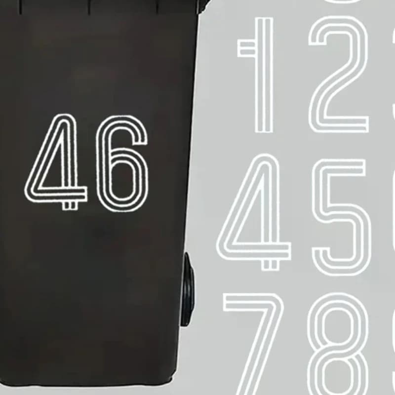 Adesivi per bidoni con ruote Strisce Numero Adesivi autoadesivi impermeabili 0-9 Decalcomanie per esterni/interni per bidoni della spazzatura Cassette postali per garage