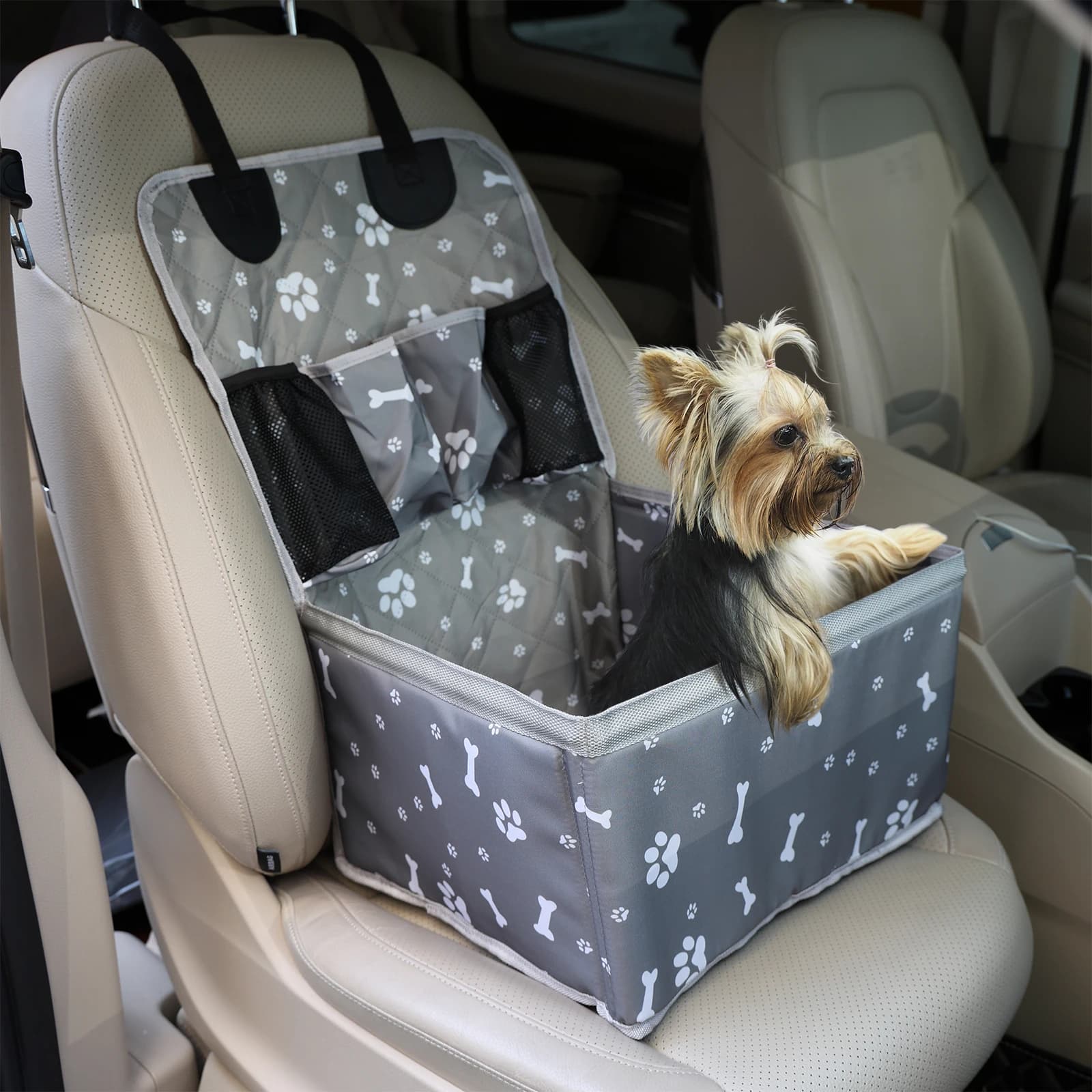 Dog Car Seat with Storage Pockets,Scratch Proof Durable Pet Booster Car Front Seat for Small to Medium Dog