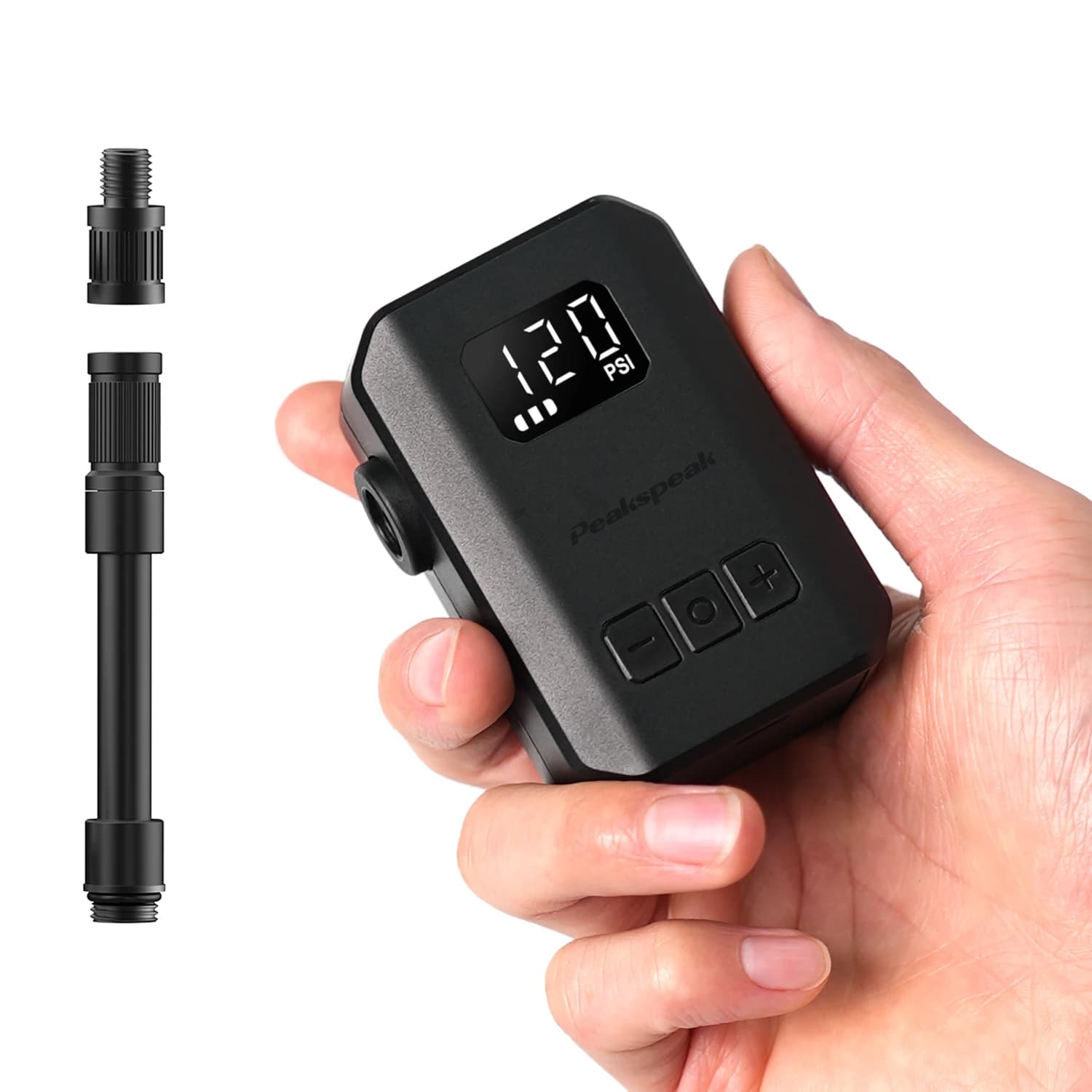 Pompa Elettrica Portatile per Bicicletta Peakspeak, Gonfiatore d'Aria 120PSI 600mAh, Accessori per Ciclismo, Gonfiatore Pneumatici AS260PRO con Display