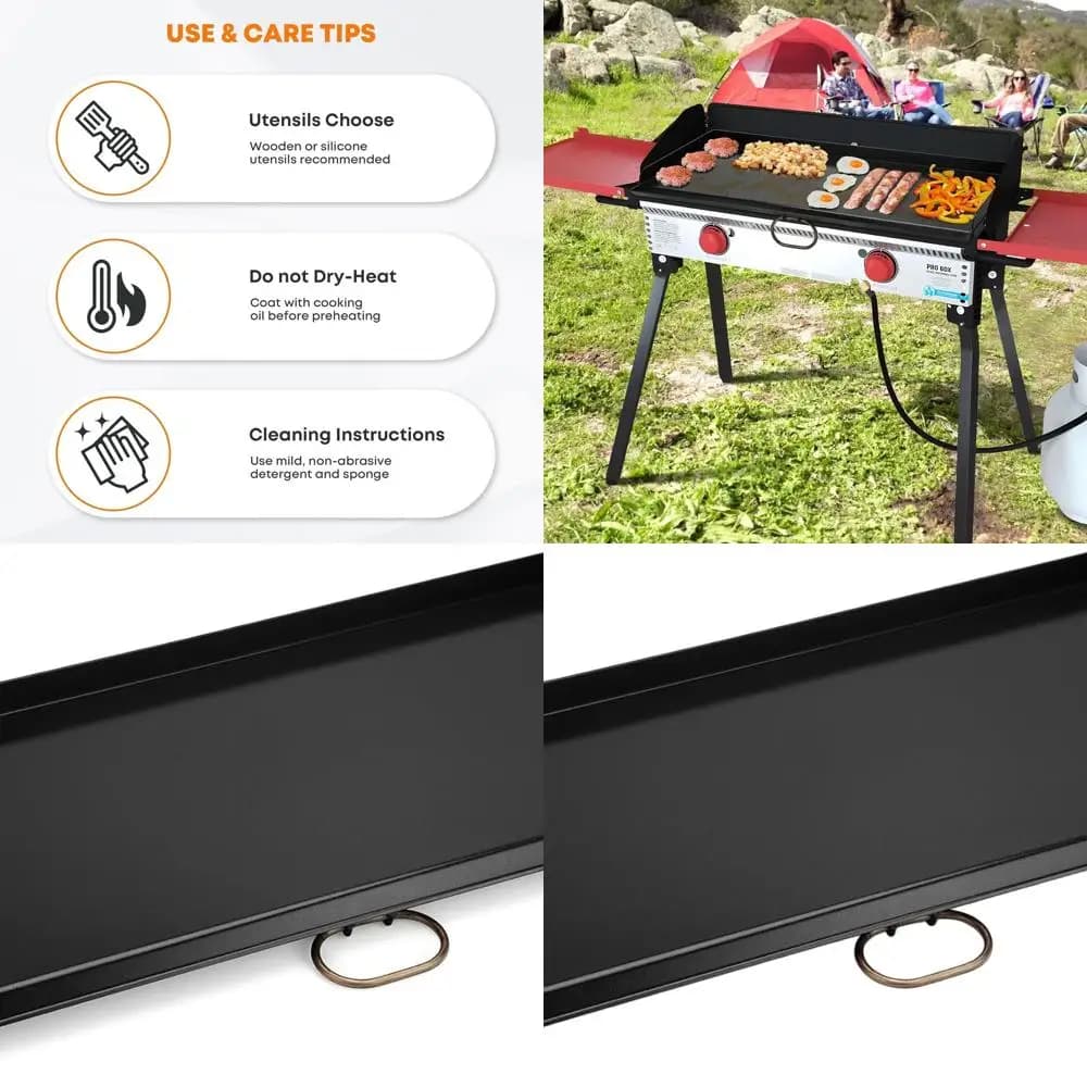 Non-stick plate 32 x 14 for Camp Chef and 14 deep stoves, flat double focus