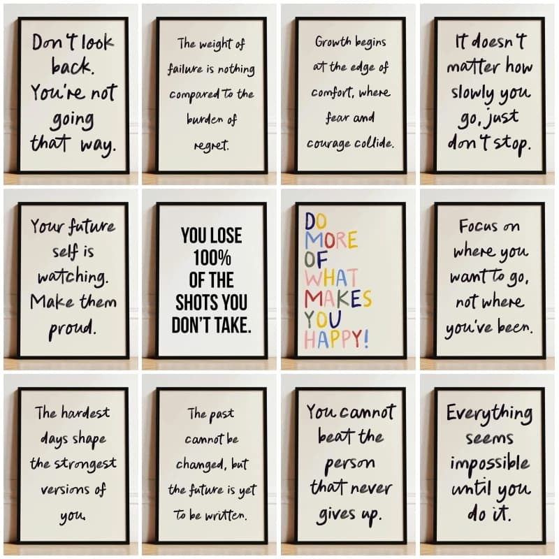 Motivational Quote Poster Mindset Prints Inspirational Wall Art Affirmation Canvas Painting Picture for Bedroom Home Decoration