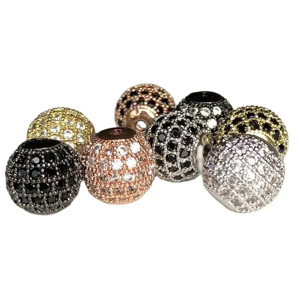 3 pz/lotto Sfera Rotonda CZ Perline Metallo Ottone Micro Pavimenta Cristallo Zircone Perline Spaziale Per Gioielli FAI DA TE Braccialetto di Fascino Che Fanno 4/6/8/10mm