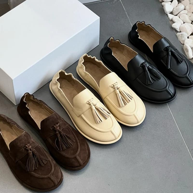 Jenny&Dave Scarpe basse minimaliste fatte a mano in pelle di vacchetta da donna Nappa comode scarpe casual da pendolarismo mocassini slip-on da donna