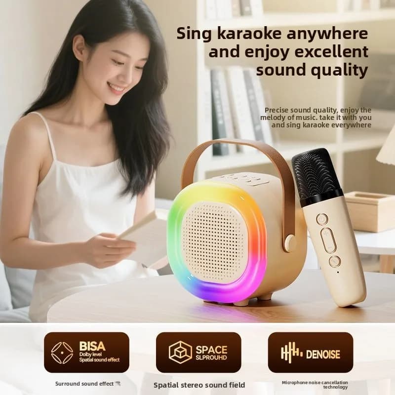 Wireless Bluetooth Microphone Speaker for Kids Karaoke Machine with Sound Card Family KTV