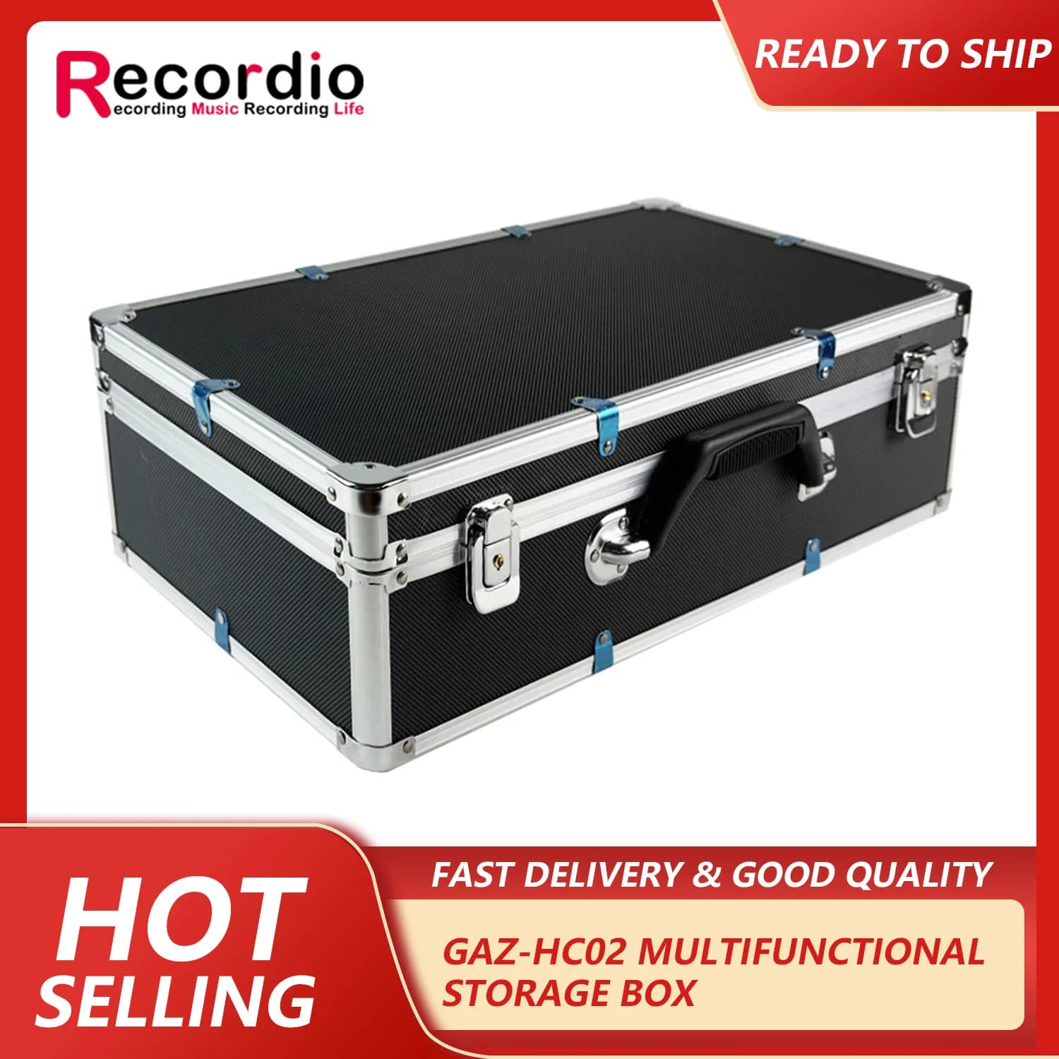 GAZ-HC02 Hot Sale Aluminum Alloy Storage Box Portable Suitcase Waterproof Shockproof Multifunctional Parts Tool box