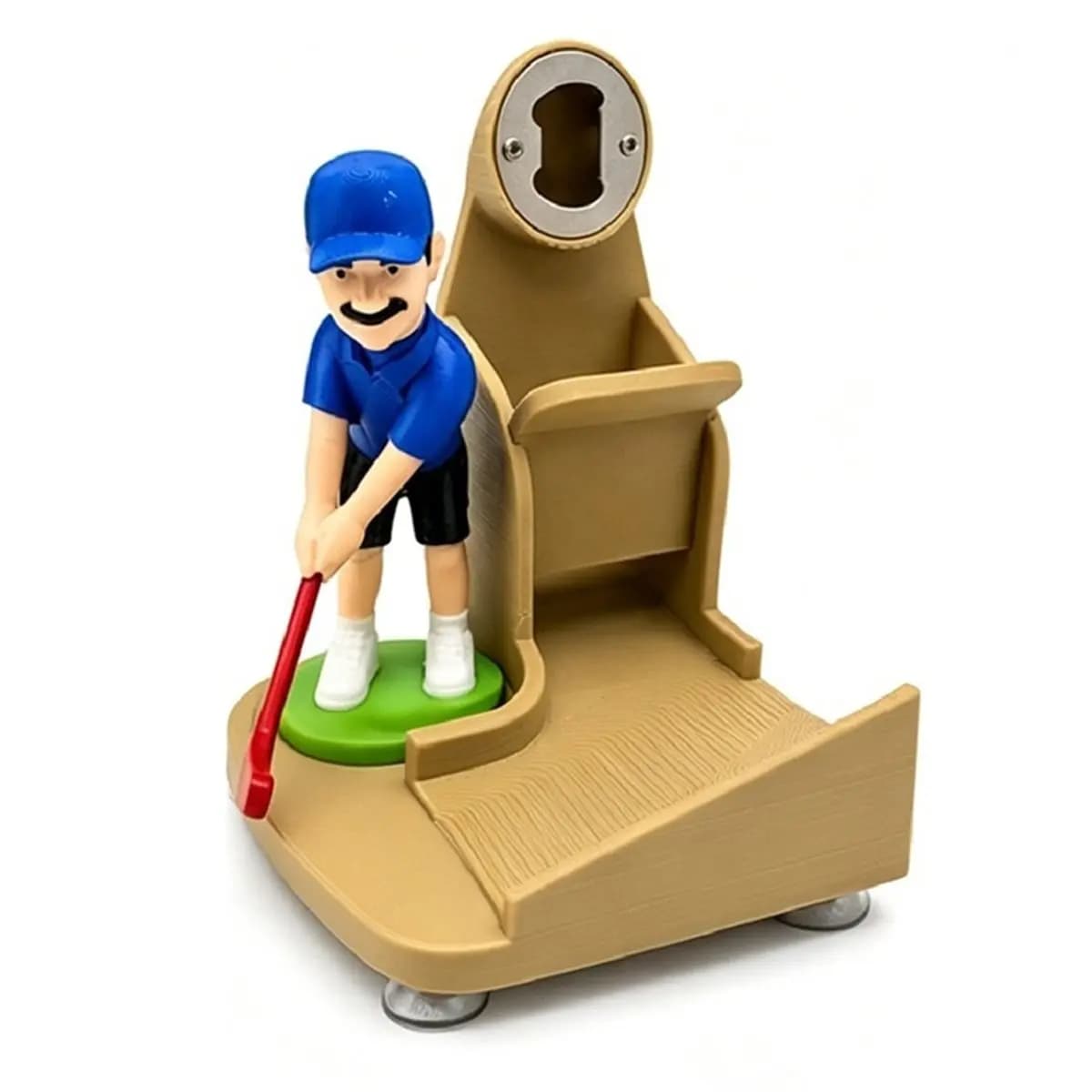 3D Printed Golf Ball Themed Bottle Opener Beer Bottle Opener with Golf Swing Cap Launcher Fun Golf Gift