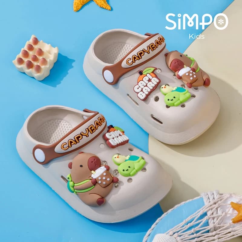 Zoccoli da giardino estivi per bambini Scarpe Sandali da spiaggia per ragazzi e ragazze Bambini Leggeri e traspiranti Simpatiche capibara Slip On Pantofole per bambini