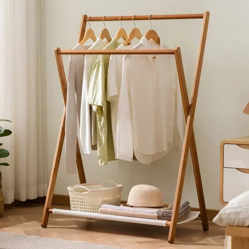 Stable Hanging hanger floor-to-ceiling bedroom coat rack easy to put clothes rack dormitory household drying rack rod folding