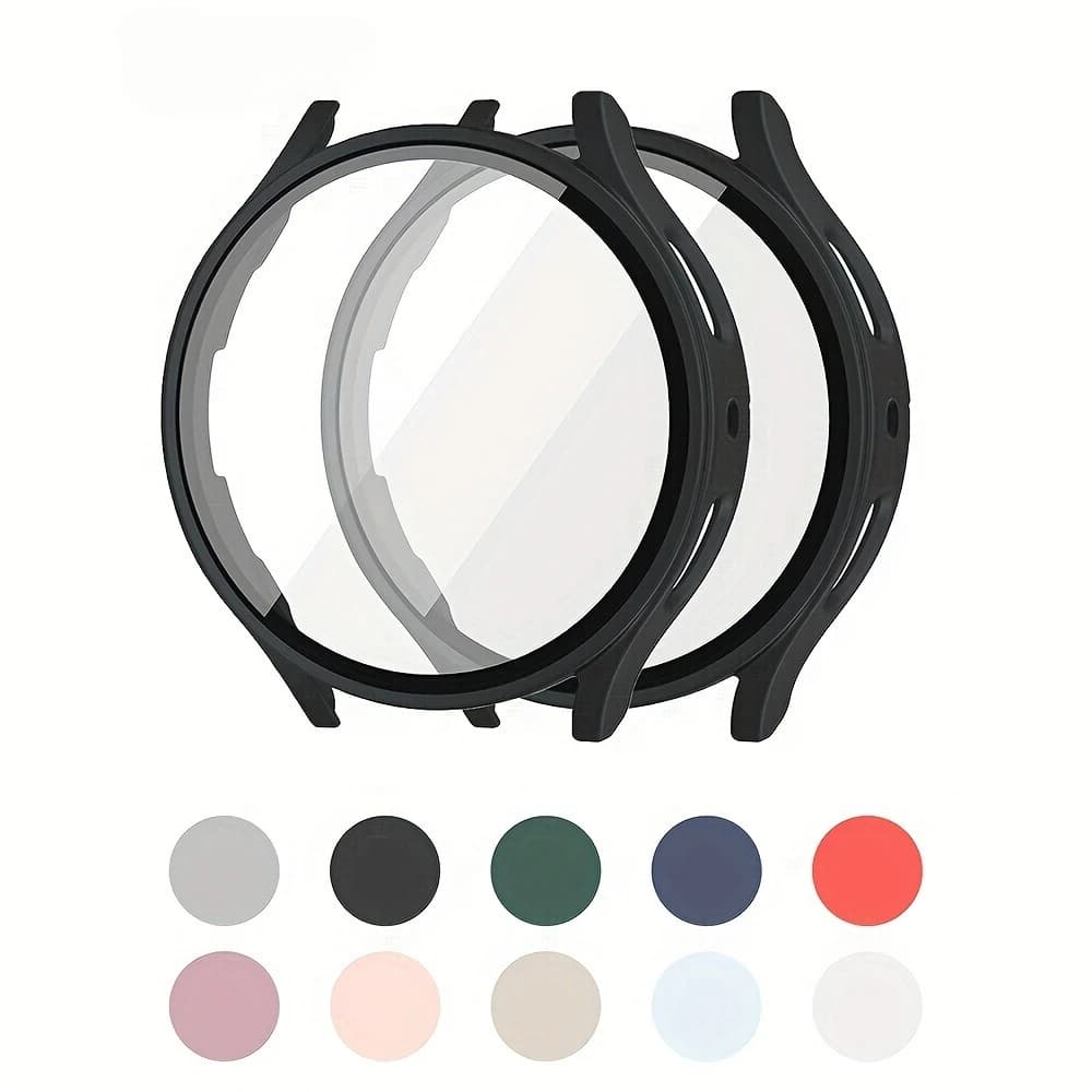 Custodia per PC per Samsung Galaxy Watch 7/FE/6/5/4, cover 44mm 40mm, protezione schermo in vetro temperato completo + bumper, accessori per smartwatch
