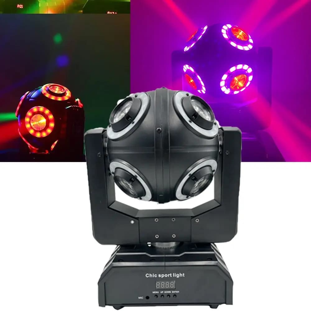 Fascio di luce a testa mobile con profilo da calcio 8 * 12W con LED ad anello circolare per night club, luci da discoteca per palcoscenici con luci sportive chic